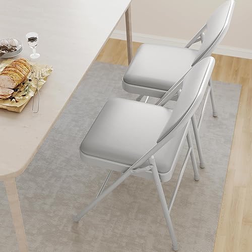 Miniatura 2 de IDEALHOUSE Paquete de 4 sillas plegables de metal resistente, sillas plegables con cojín acolchado y respaldo, fácil de almacenar y usar, interior y