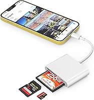 Vista 1 de CF SD Card Reader for iPhone iPad, 3 in 1 Compact Flash Memory Card Reader Adapter, 3-Slot MicroSD CF SD Trail Game Digital Camera Viewer for iPhone