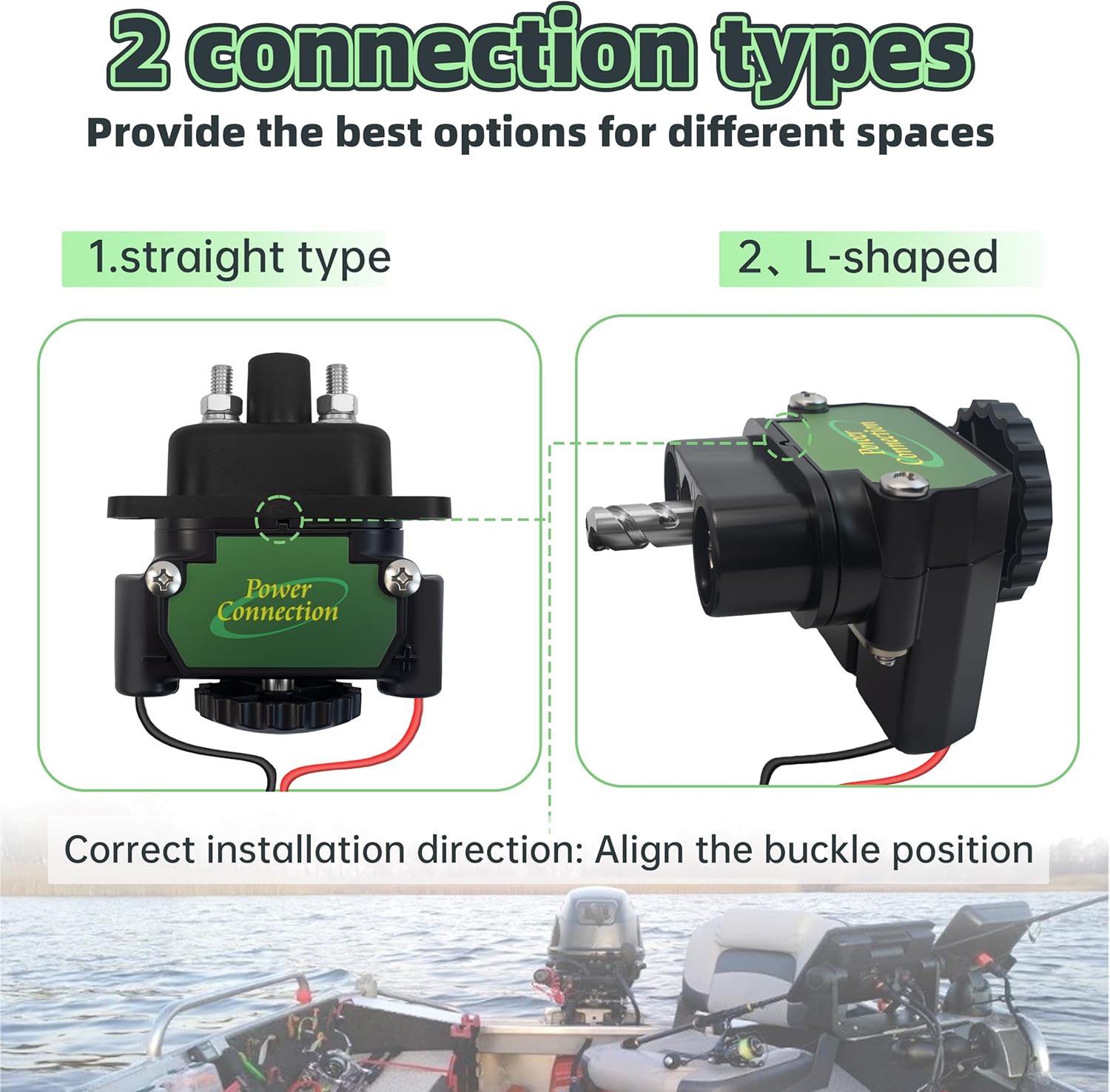 Eshcol Plug Replacement for Battery Tender Trolling Motor Plug, 12-48V DC Power Connector with 90A Capacity, silver-plated copper, Weather & Saltwater Resistant - 027-0004-KIT (L-Shaped and Linear)