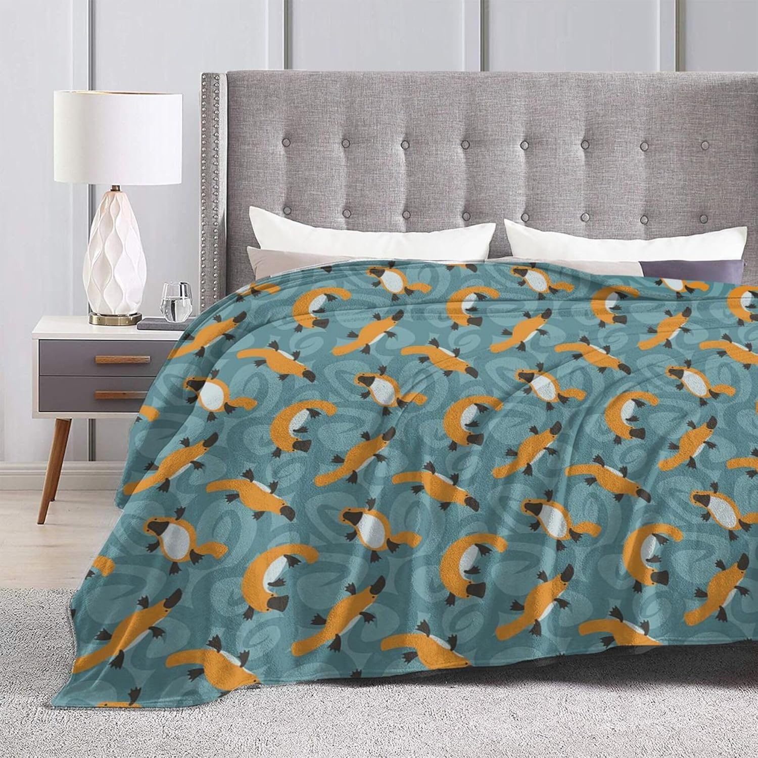 Cartoon Platypus Blanket Super Soft Flannel Blanket Comfy Cozy Throw Blanket Couch Lightweight Blankets for Living Room Bedroom 60"x50"