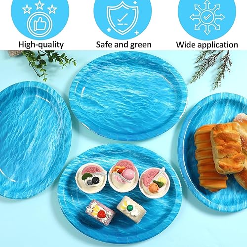 Miniatura 10 de Platos de fútbol grandes, 50 unidades, platos de papel ovalados para fiesta de vaqueros, decoración de fútbol, plato de papel desechable,