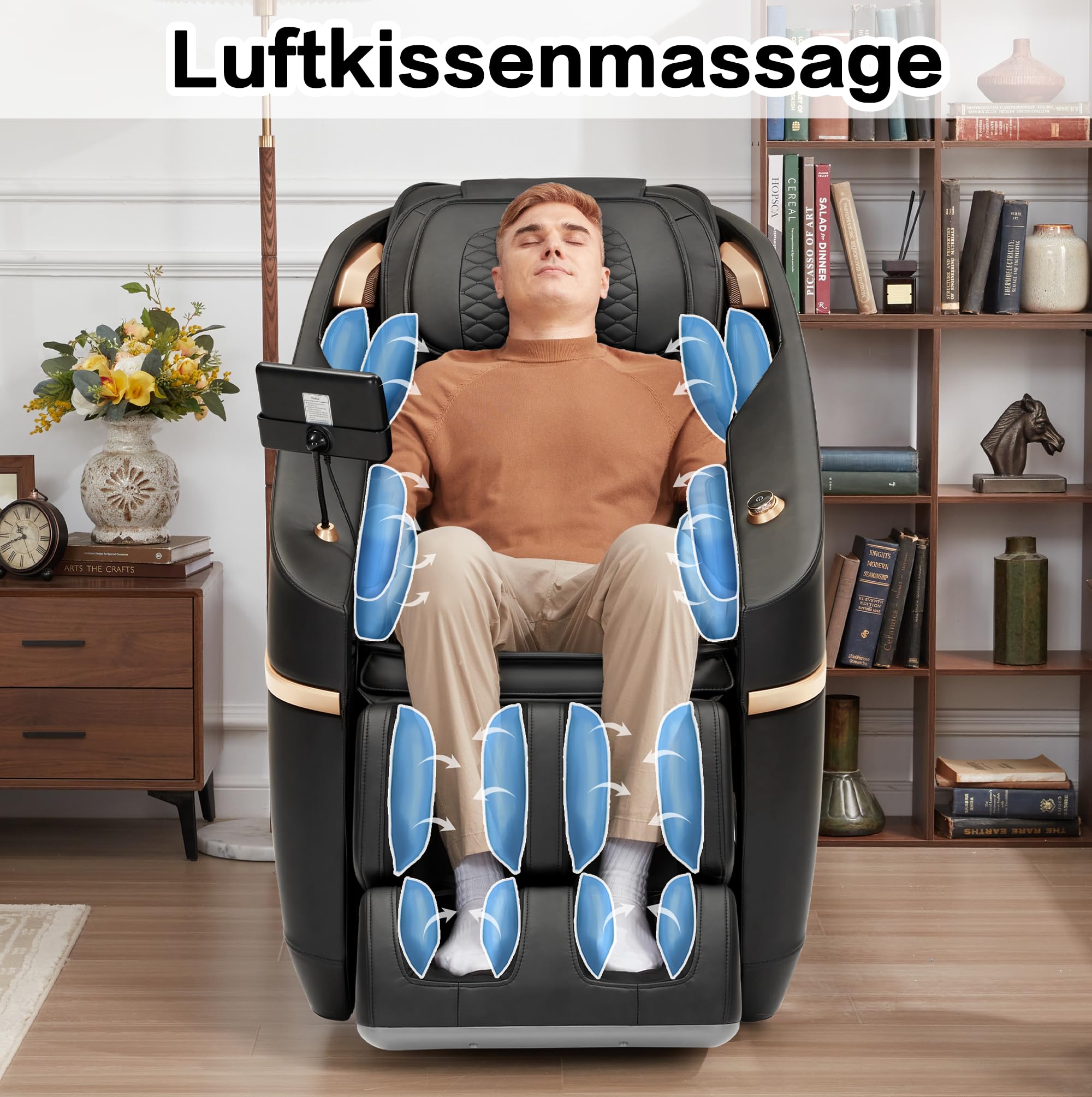 ROTAI Massagesessel -Ganzkörpermassage mit Heizung & Zero-G, 22 Automatikprogramme, Bluetooth-Musik, Ganzkörper-Knetmassage