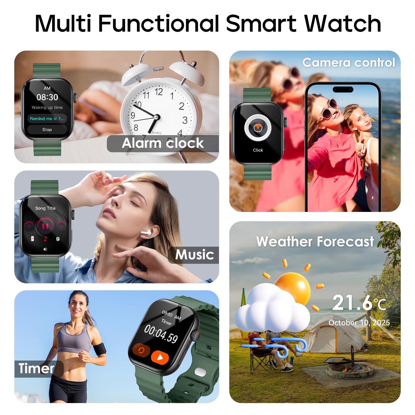 AI Smart Watch with ChatGPT Bluetooth Calling, App AI Dial 2.01" Fitness Tracker, 100+ Modes, Heart Rate Sleep Calorie Monitor for Men and Women for Android iOS