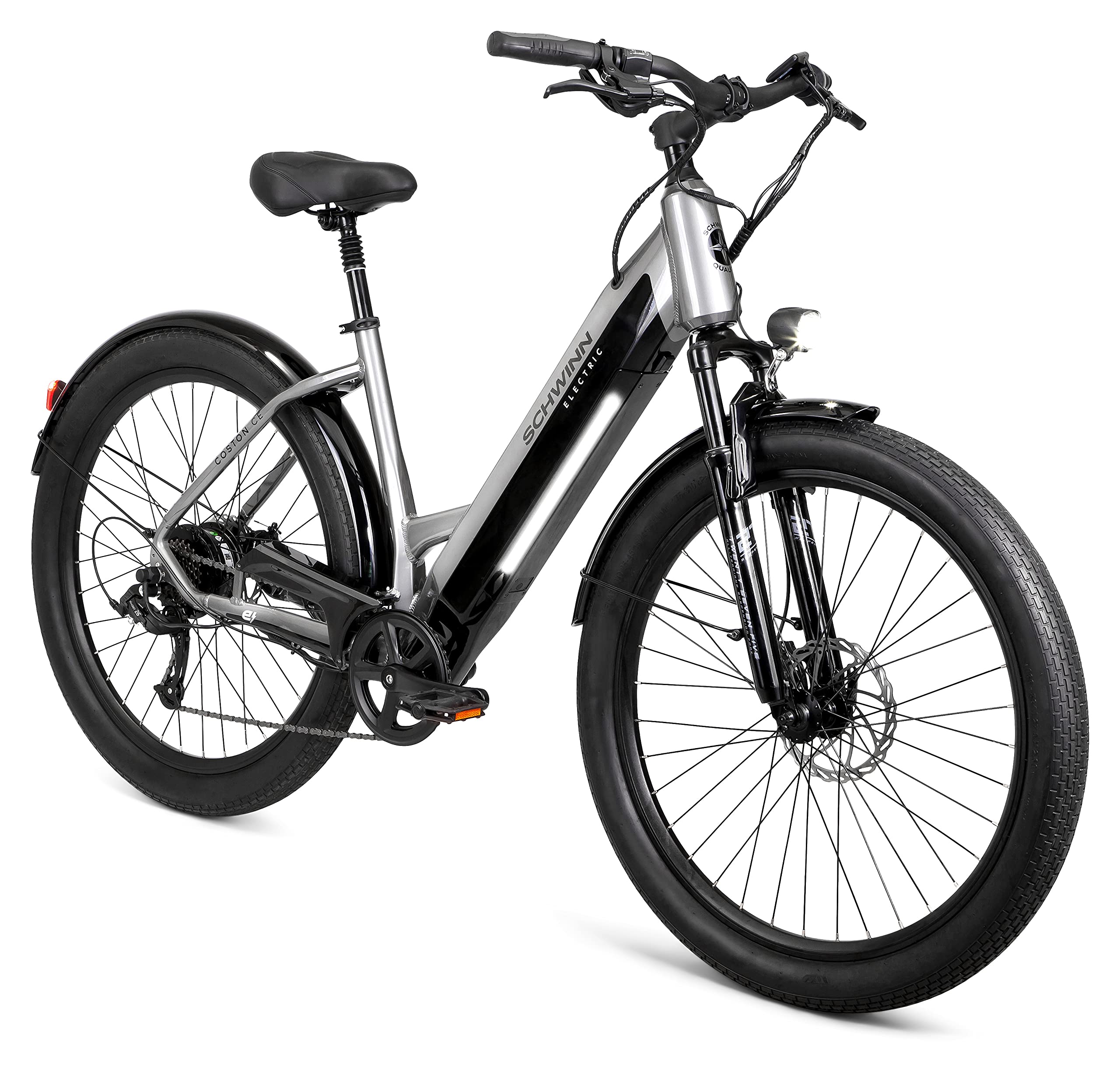 Schwinn Coston Adult Electric Hybrid Bike, StepThru and Step Over