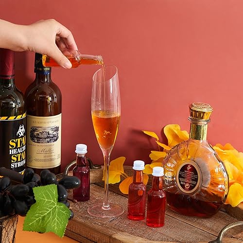 Miniatura 3 de 100 botellas pequeñas de licor, botellas de plástico con chupito pequeño, mini botellas de alcohol vacías con tapa, botellas de vino pequeñas,