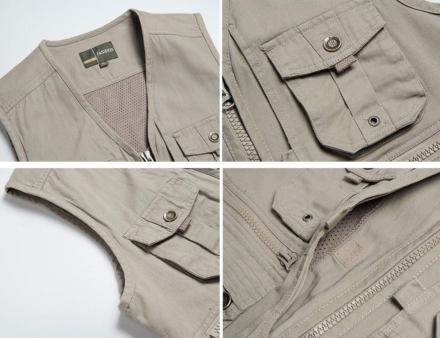 Flygo Mens Casual Outdoor Work Utility Safari Fishing Travel Vest with Pockets