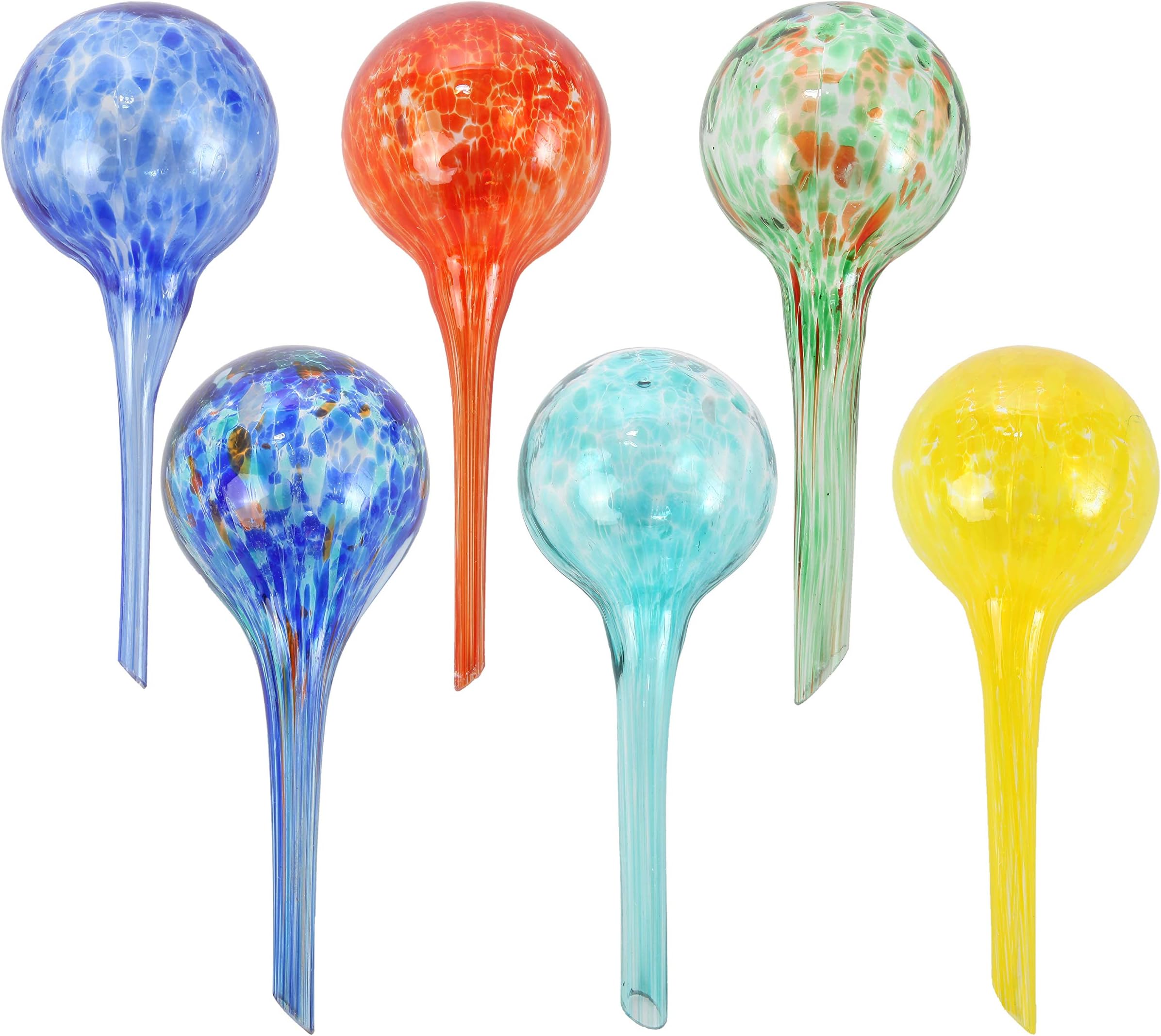Plant Watering Globes - 6-Pack Self Watering Bulbs for Indoor and Outdoor Plants - Hand-Blown Decorative Glass Water Globes - 6" L x 2.5" D - 150ml
