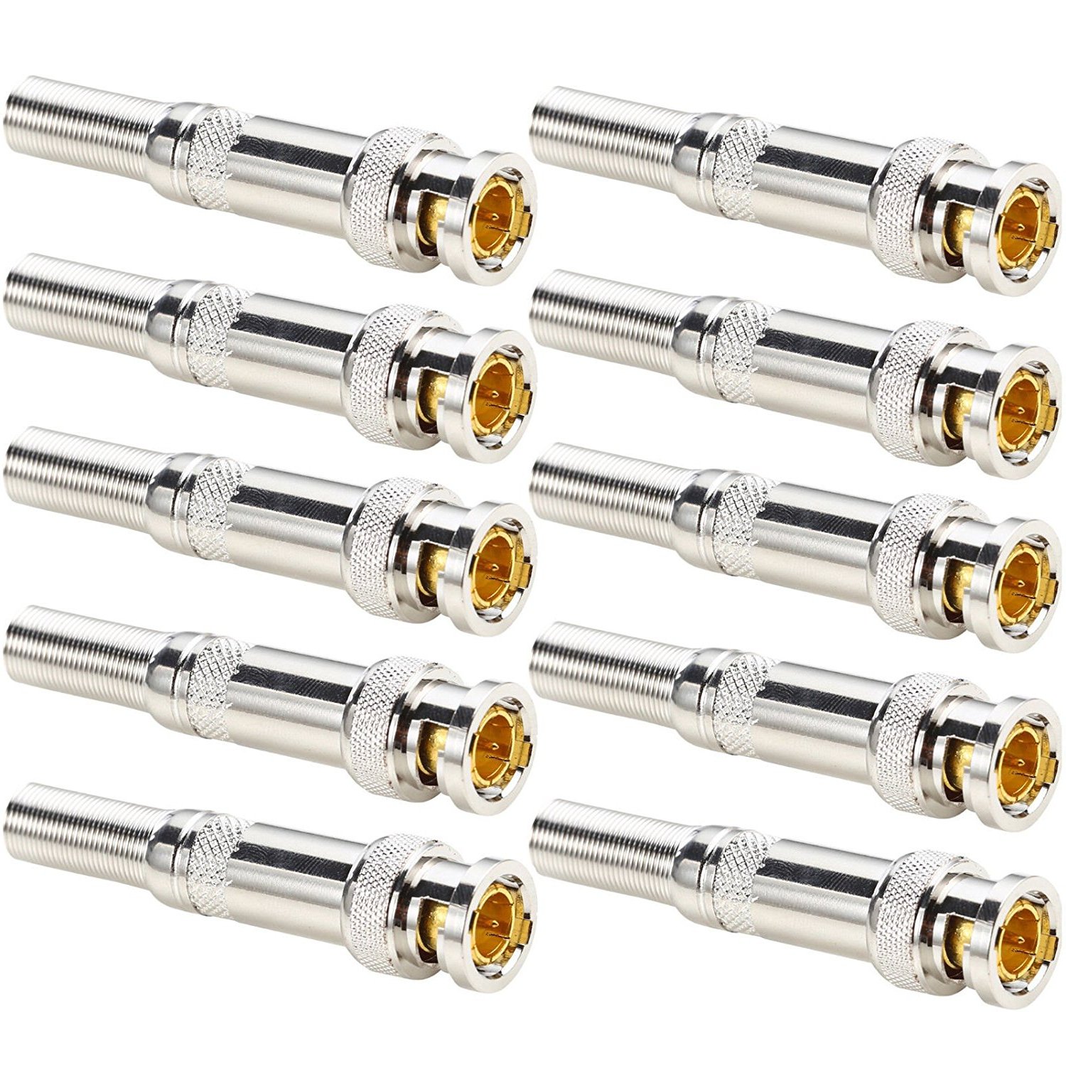 5 Cavi BNC Pigtail Maschio 75 Ohm – 25 Cm, Connettore Placcato Oro, Per Telecamere CCTV E Dispositivi Coassiali