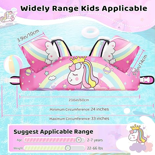 Miniatura 4 de Vvinca Chaleco de natación separable para niños pequeños de 22 a 66 libras (1 a 6 años) Flotador de piscina 3 en 1 y bandas de brazo para niños y