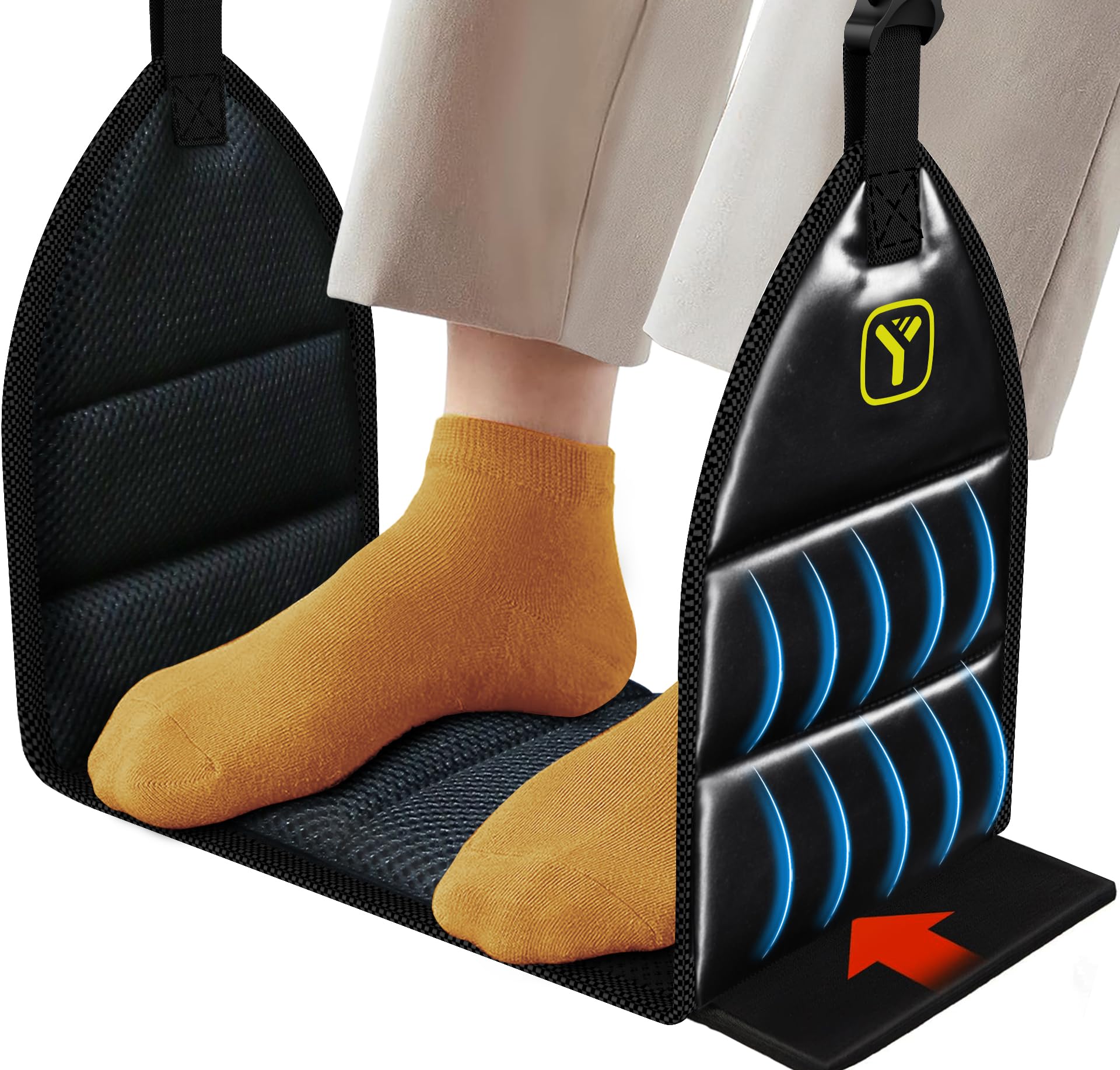 Poggiapiedi Da Viaggio Portatile Per Aereo, Amaca Per Gambe In Memory Foam Con Cinghie Regolabili, Supporto Per Piedi In Ufficio E Casa, Compressibile Con Borsa