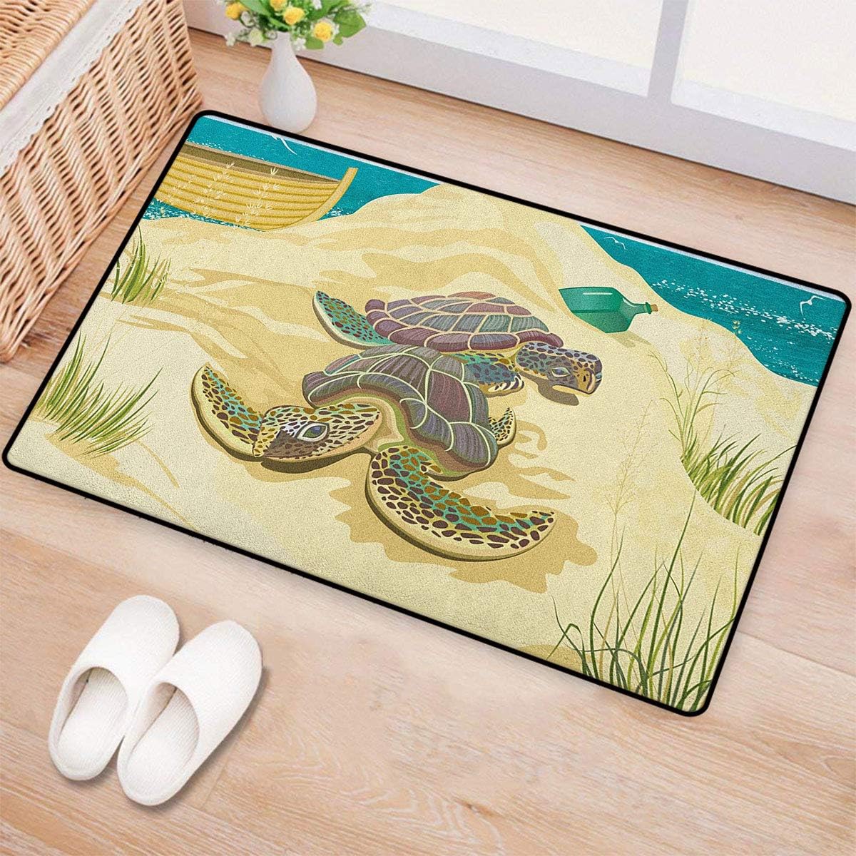 Turtle,Bath Mats for Bathroom,Illustration of Two Sea