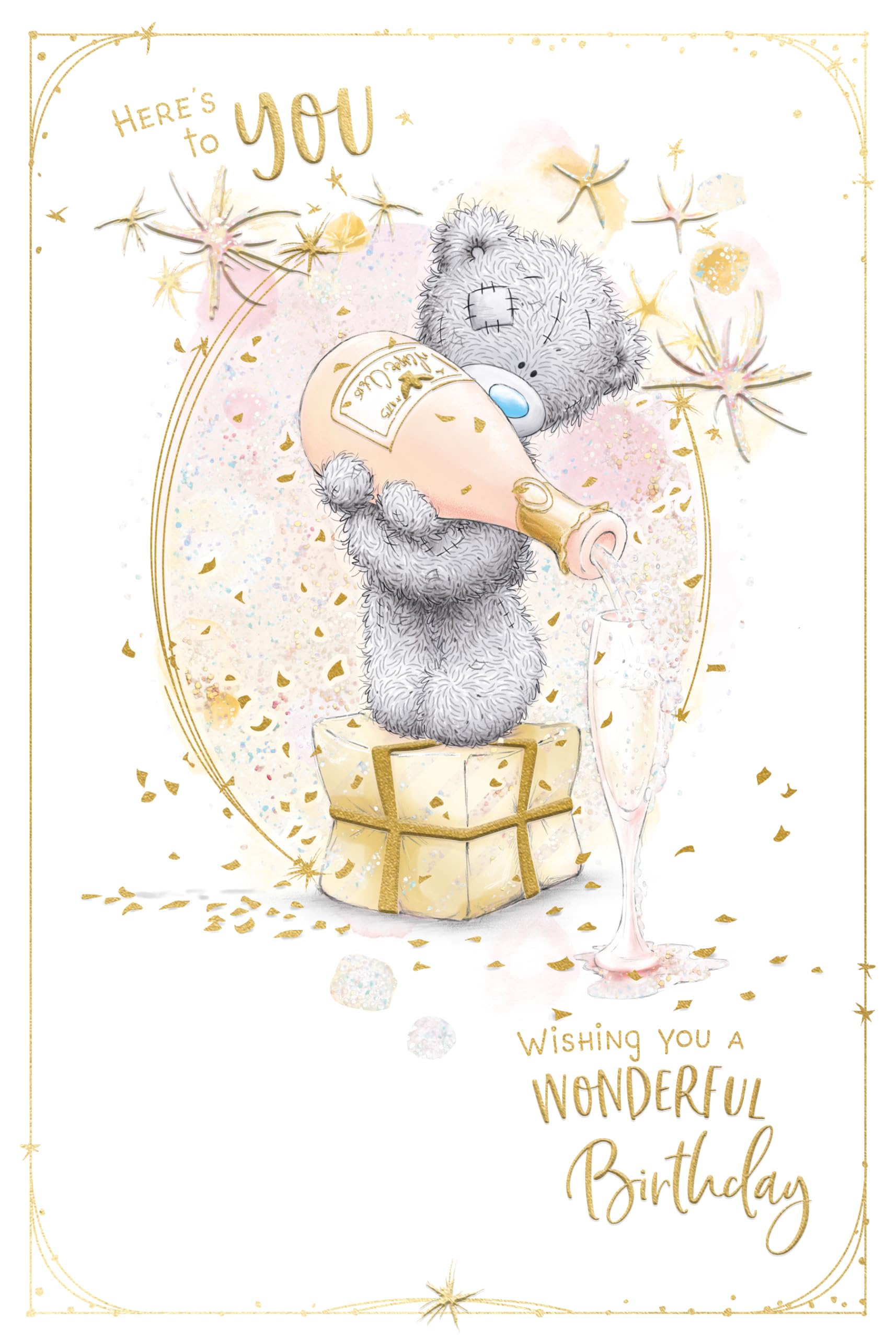 Me to You Birthday Card Tatty Teddy Pouring Champagne - Official Collection