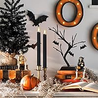 Vista 3 de GenSwin Velas cónicas negras sin llama parpadeantes con control remoto de 10 teclas, funciona con pilas, velas LED cálidas con mecha 3D