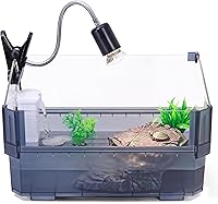 HYPESIDE Small Turtle Tank Kit for Aquatic Turtles - Complete Starter Habitat with Filter, UVB Lamp, Basking Platform, Plants (Black)
