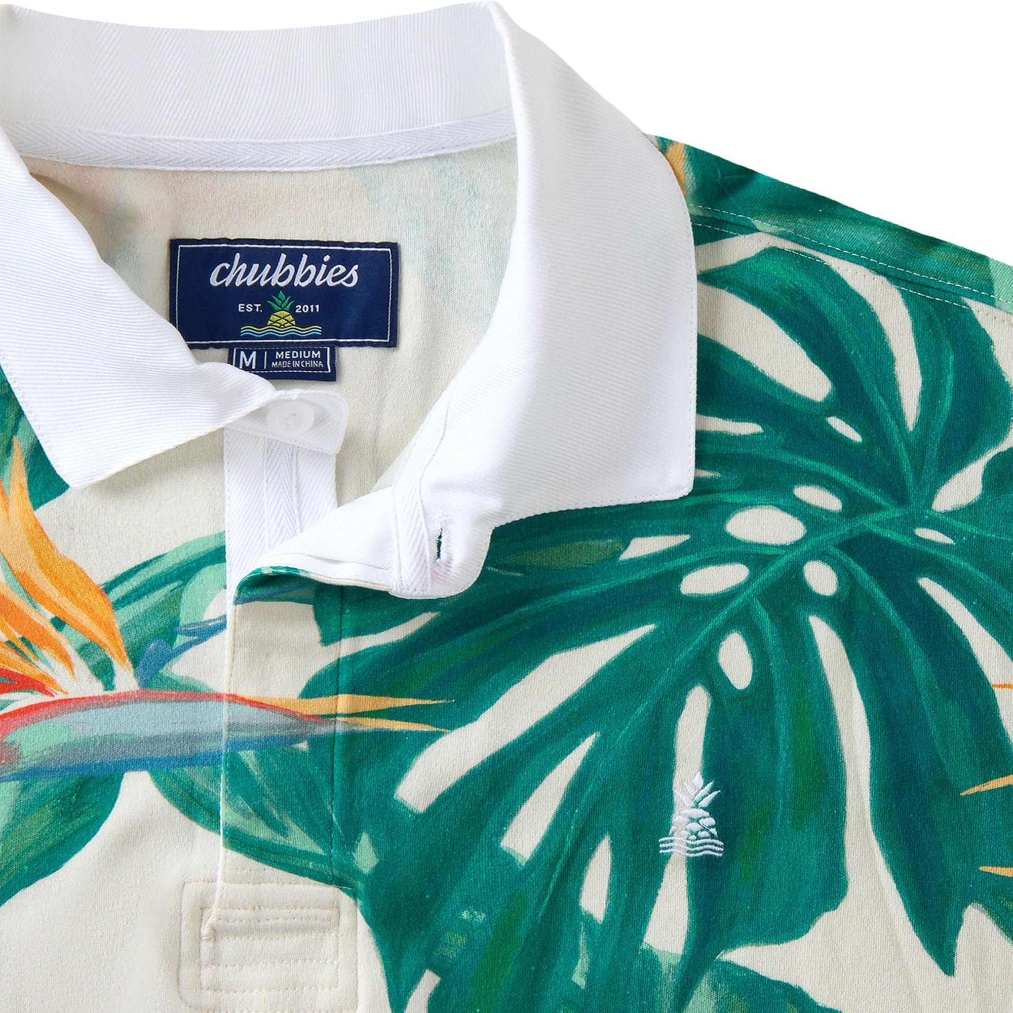 Chubbies Men's The Frond of You (Rugby Shirt), Off White-Pattern Base (Includes Plaids)