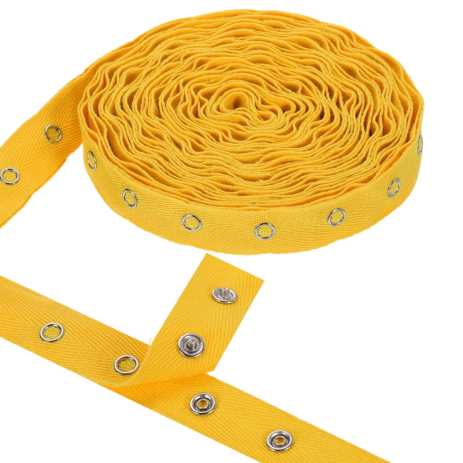sourcing map 6 Yards Metal Snap Tape for Sewing Snap Buttons for Clothes, Metal Button Tape Ribbon for Clothes, Cotton Snap Trim Fastener for DIY Crafts, 0.78" Width,Ginger Yellow