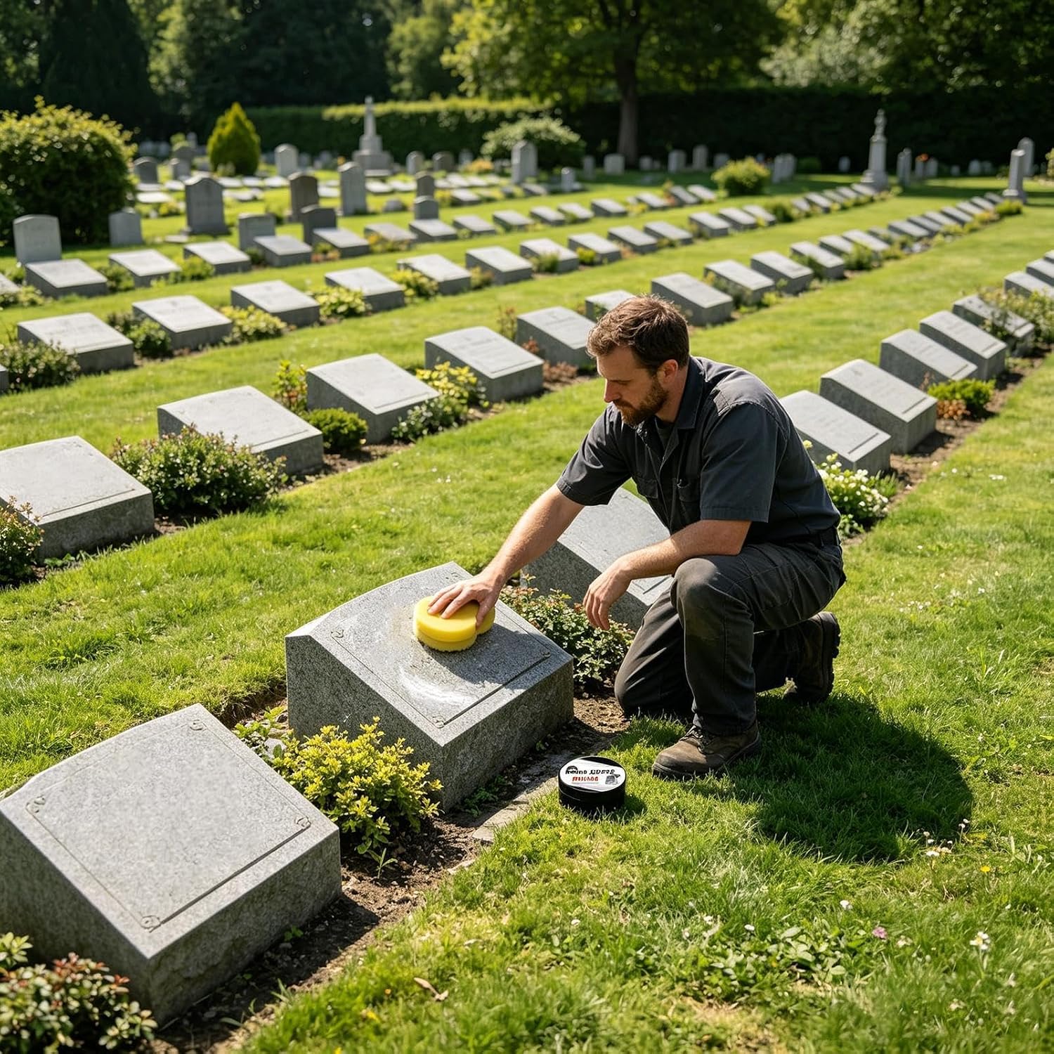 Grave Stone Restoration Cream - Deep Cleaning Gentle Polishing Paste with Sponge Tool, Effective Memorial Cleaning Kit for Granite Marble Slate Concrete Limestone Stone Surfaces, Monument Care