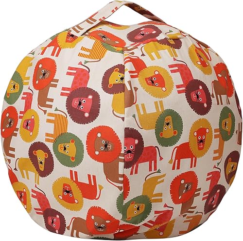 Miniatura 10 de LMYOVE Funda para puf de almacenamiento de animales de peluche (sin relleno, funda para silla de puf de voleibol para niños, para almacenamiento,