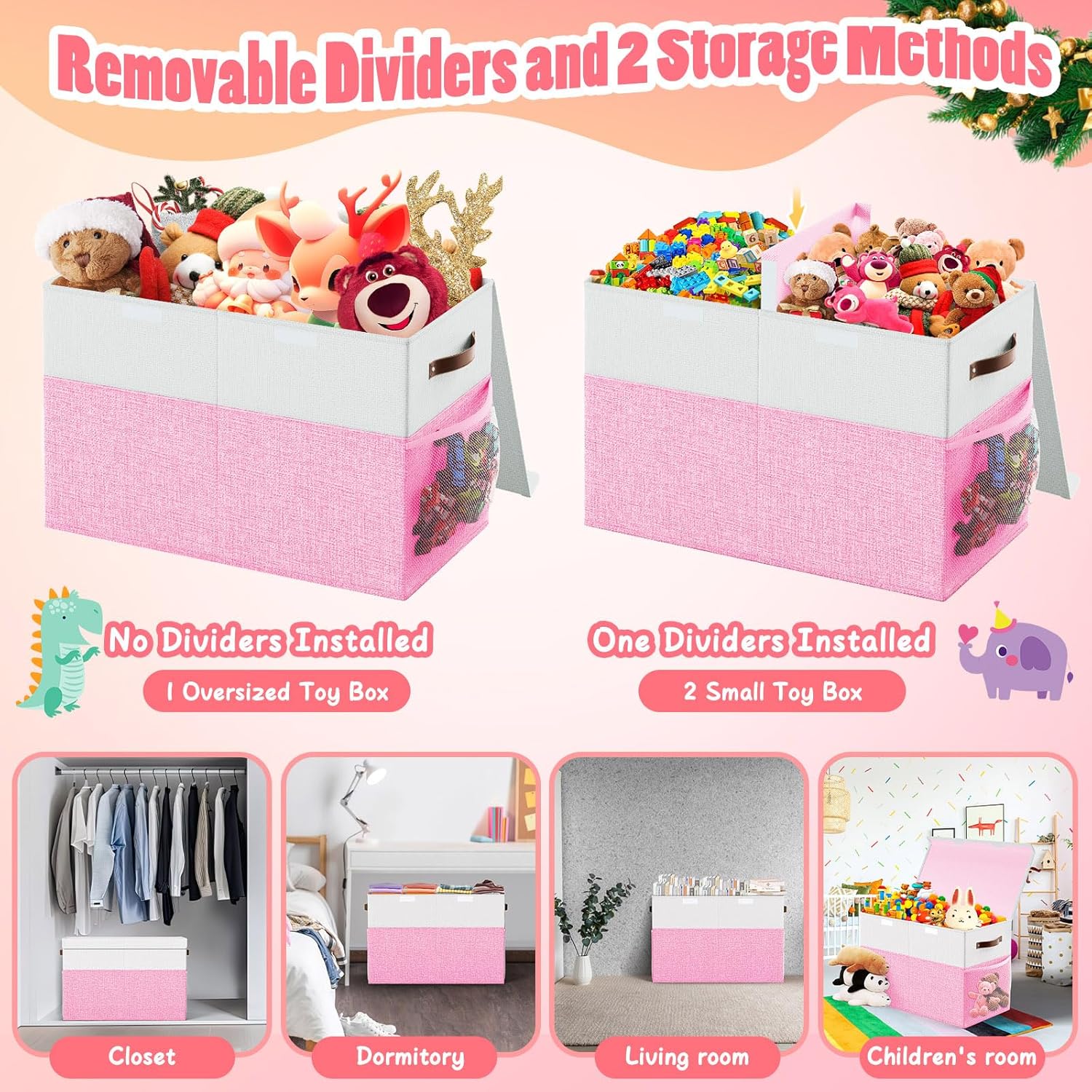 Large Toy Box, Collapsible Storage Bins with Lids, Toy Storage Organizer Toddler Bin Boxes for Kids, Boys, Girls