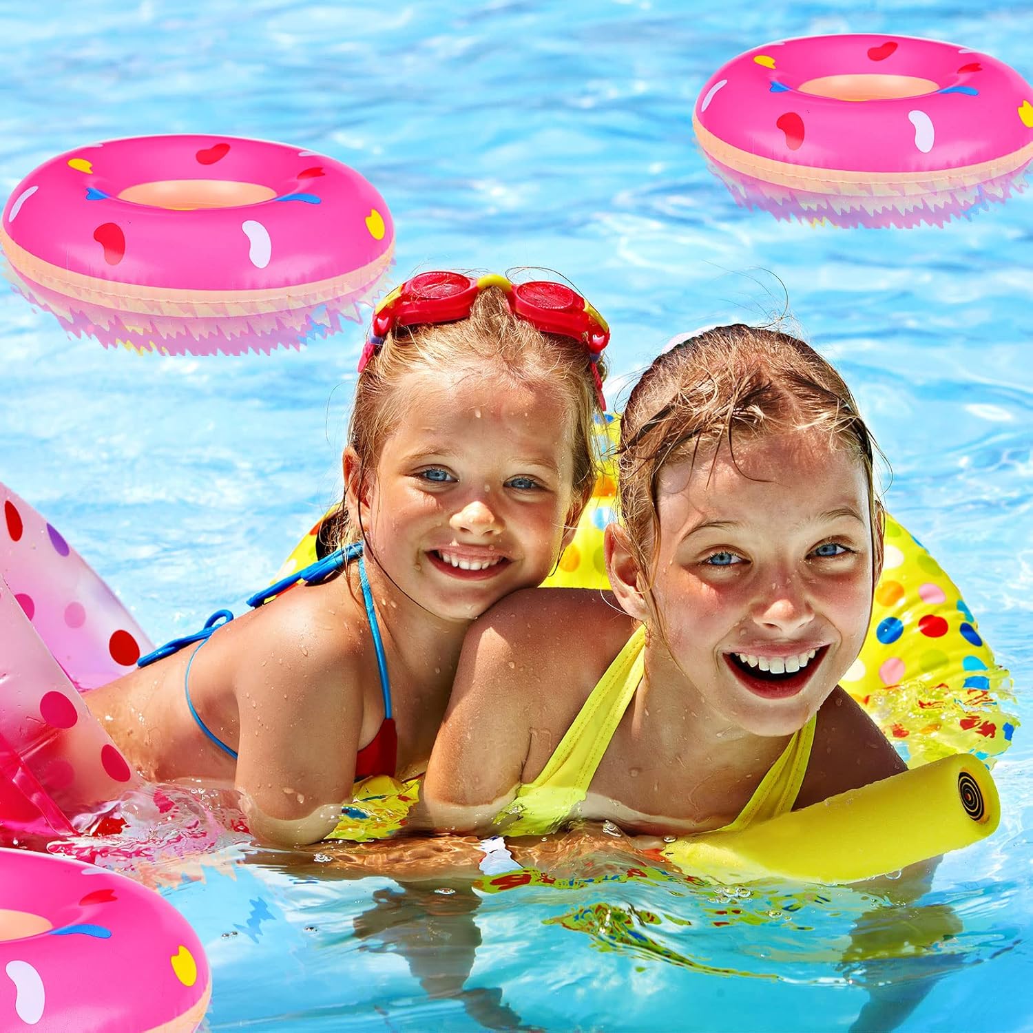 Civaner Mini Inflatable Donuts Party Decorations Blow up Donut Swimming Pool Floats Multicolored Inflatable Doughnut Tubes for Adults Birthday Party Decoration Beach Pool(6 Packs)