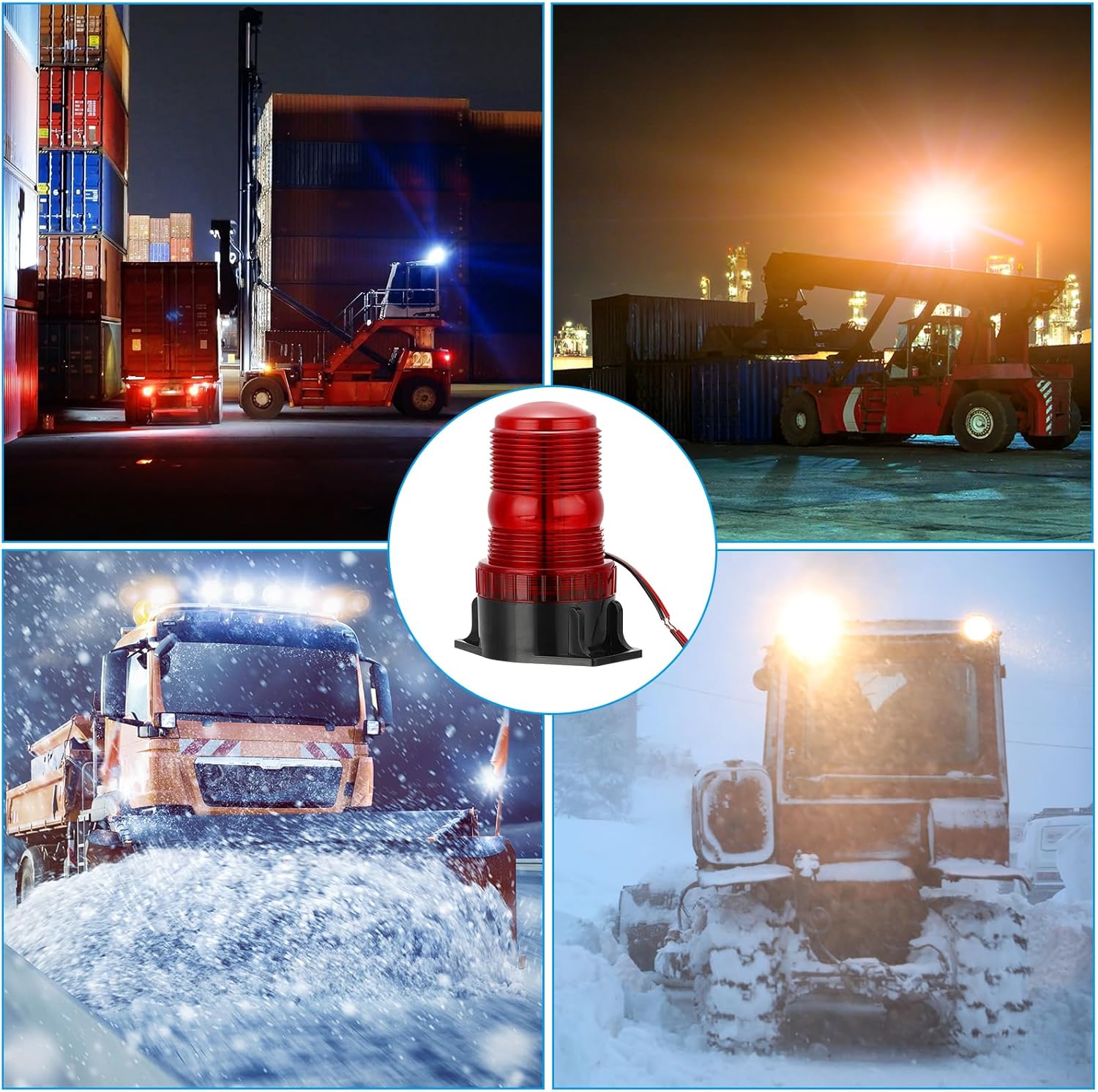 PATIKIL LED Strobe Warning Lights, 2Pcs 10V-80V Leds Flashing Lamps for Truck Tractor Vehicle Roof Forklift Golf Cart Mower UTV Car, Red