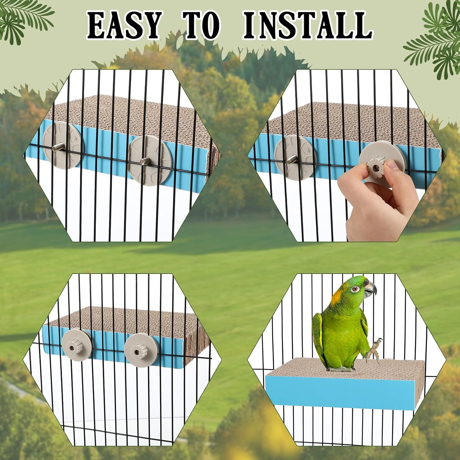Skyygemm 2 Pcs Bird Toys Parrot Perch Stand Cage Accessories, Medium image 5