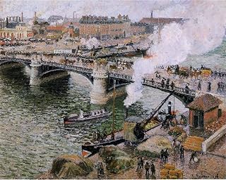 Art Oyster Camille Pissarro The Pont Boieldieu Rouen: Damp Weather - 20" x 25" Premium Canvas Print