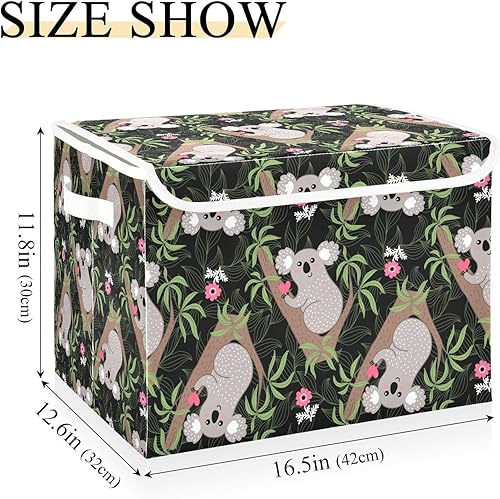 Miniatura 3 de Koala - Bolsas de almacenamiento plegables con diseño de corazón para ropa, organizadores de almacenamiento de tela con asa reforzada, organizadores