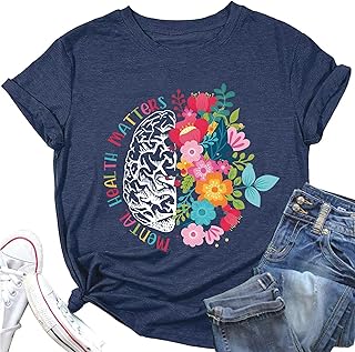 Mental Health Matters Shirt Women Inspirational Tshirts Human Brain Mental Health Illness Awareness Tops