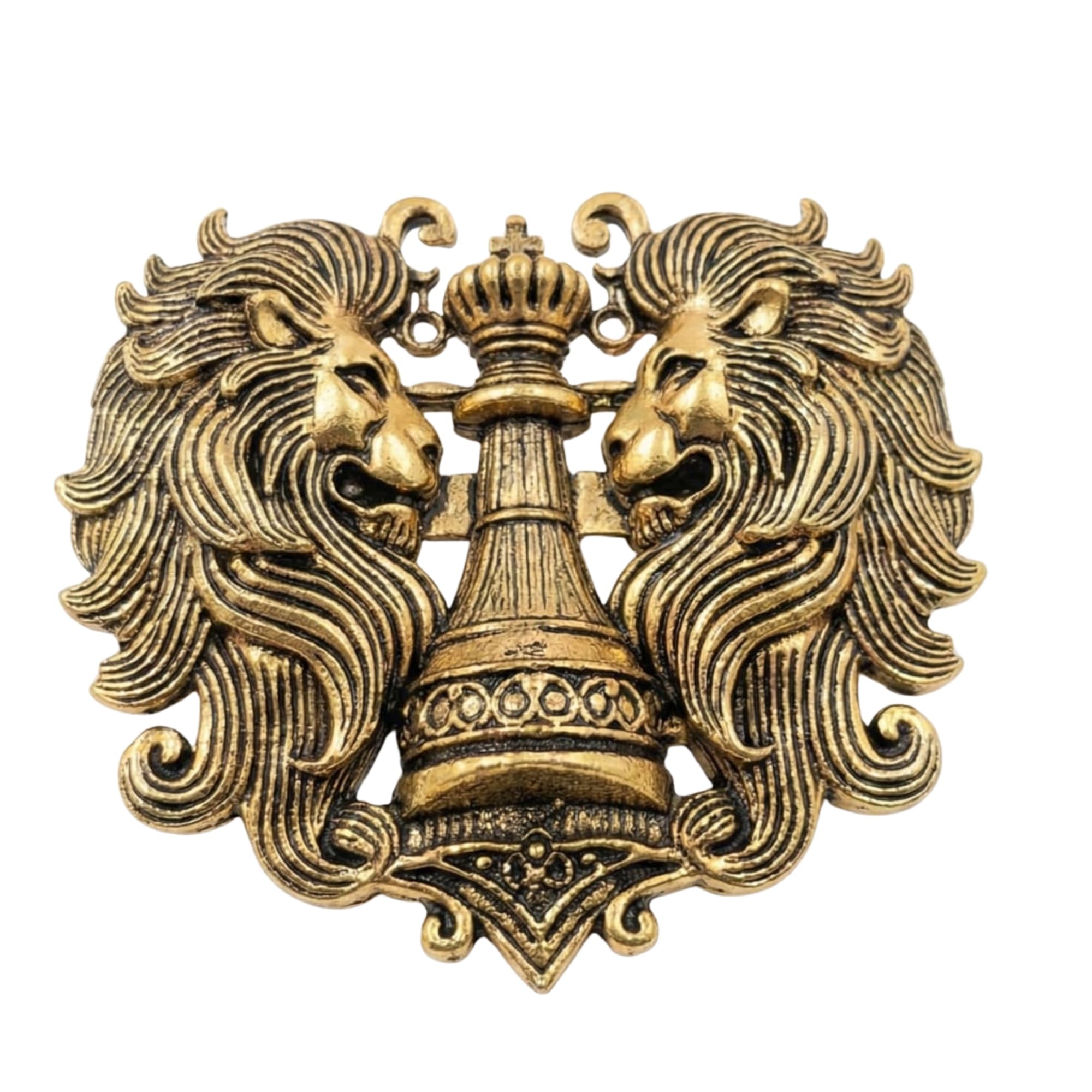 Grandmaster Imperial Brooch - Antique Gold Double Lion & King’s Crown Lapel Pin for Men’s Formal & Heritage-picture-16