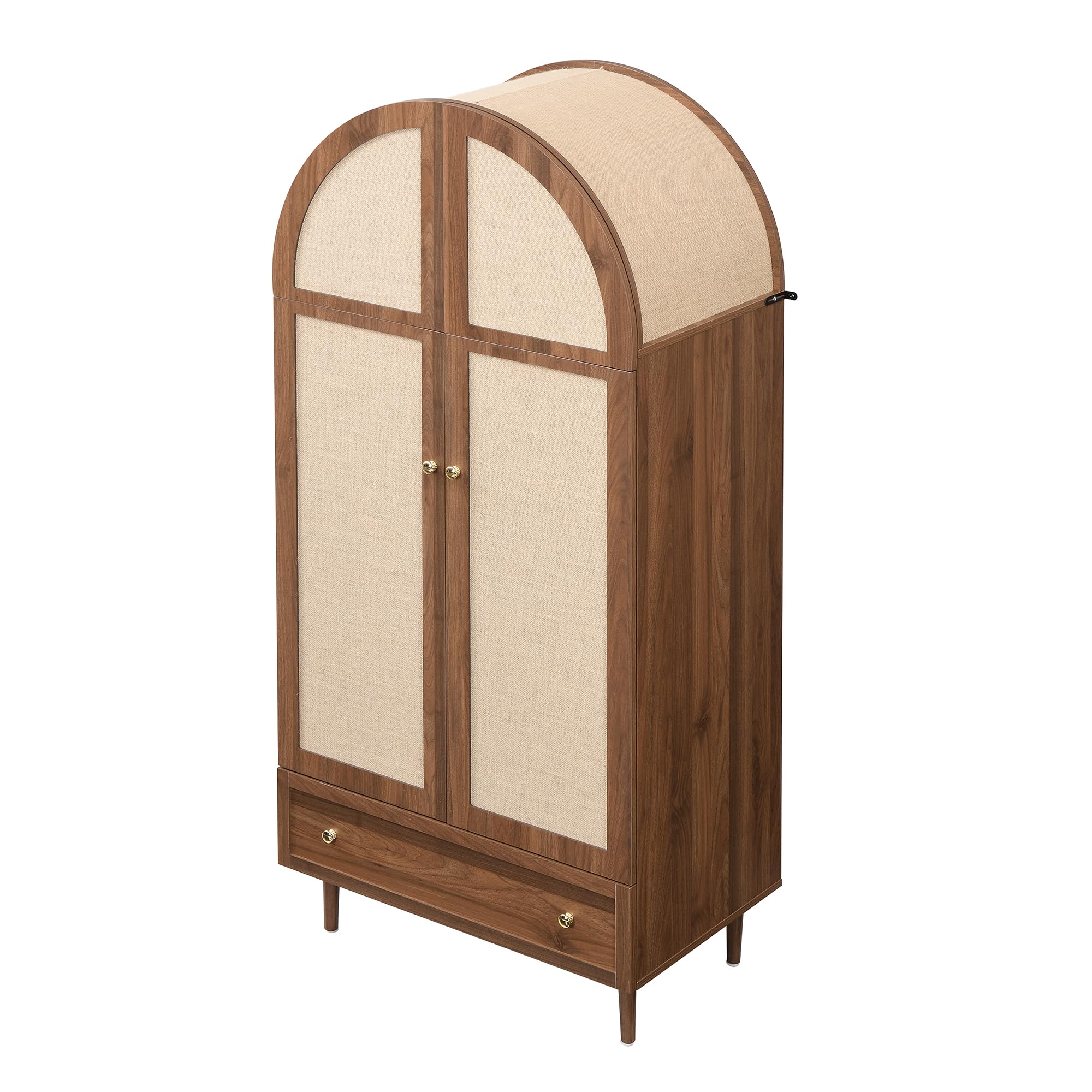 Armario con cajones, Puertas de Madera tapizadas en Lino, Amplio Espacio de Almacenamiento, Ideal para dormitorios y recibidores (Madera, 79 x 50 x 175 cm)