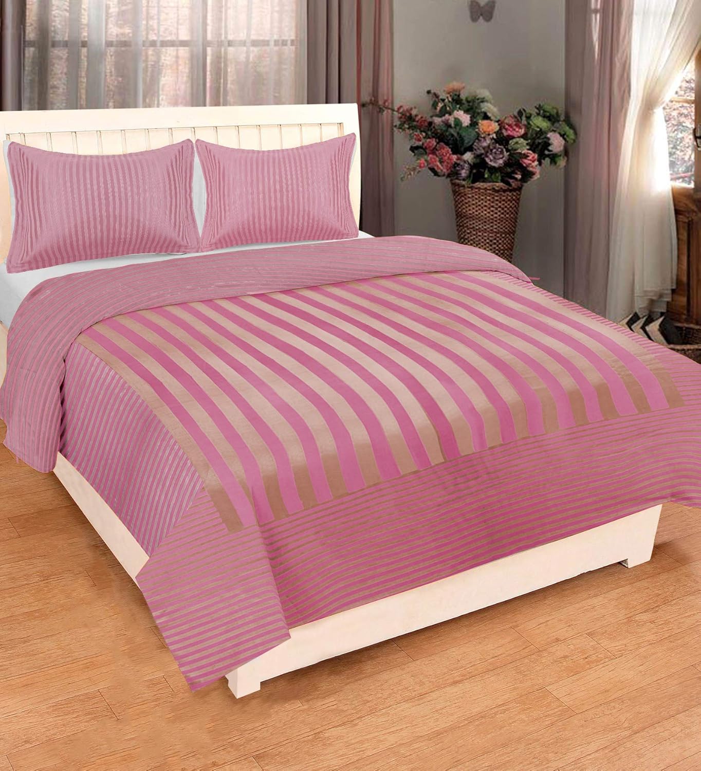 Cloth Fusion Prima 300 TC Bed Cover with 2 Pillow Cover for Double Bed