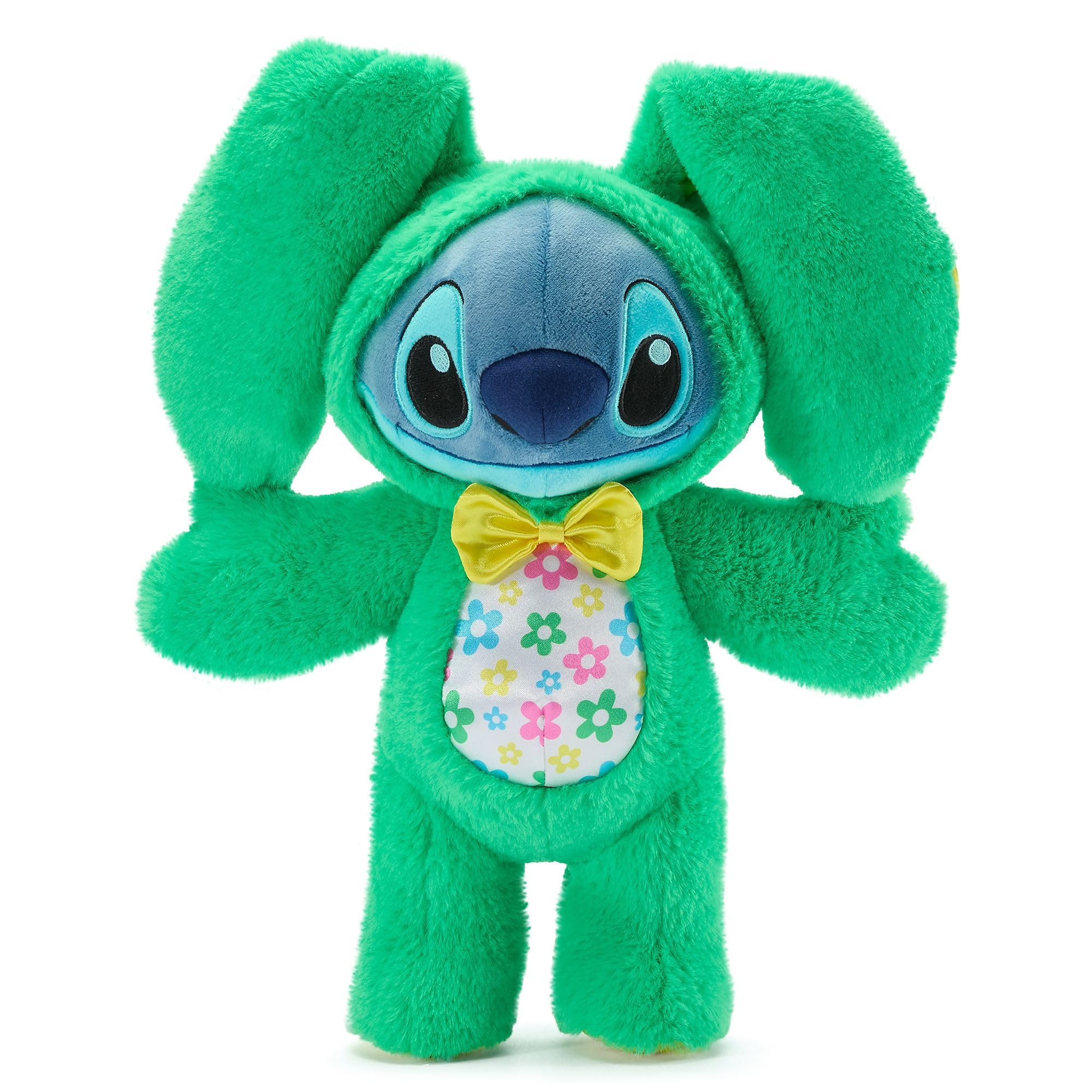 Disney Store Official Stitch Easter Medium Soft Toy Lilo & Stitch 37cm Plush Bunny Outfit Cuddly Toy, Green, H37 x W32 x D17cm