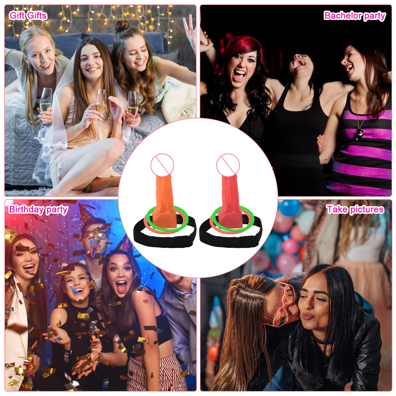 14 Pcs Hen Do Party Games for Adult Toss Games Bachelorette Party Favor Night Party Ring Toss Party Games for Adults Ring Novelty Props Simulation Shaped Toss Game - Image 4