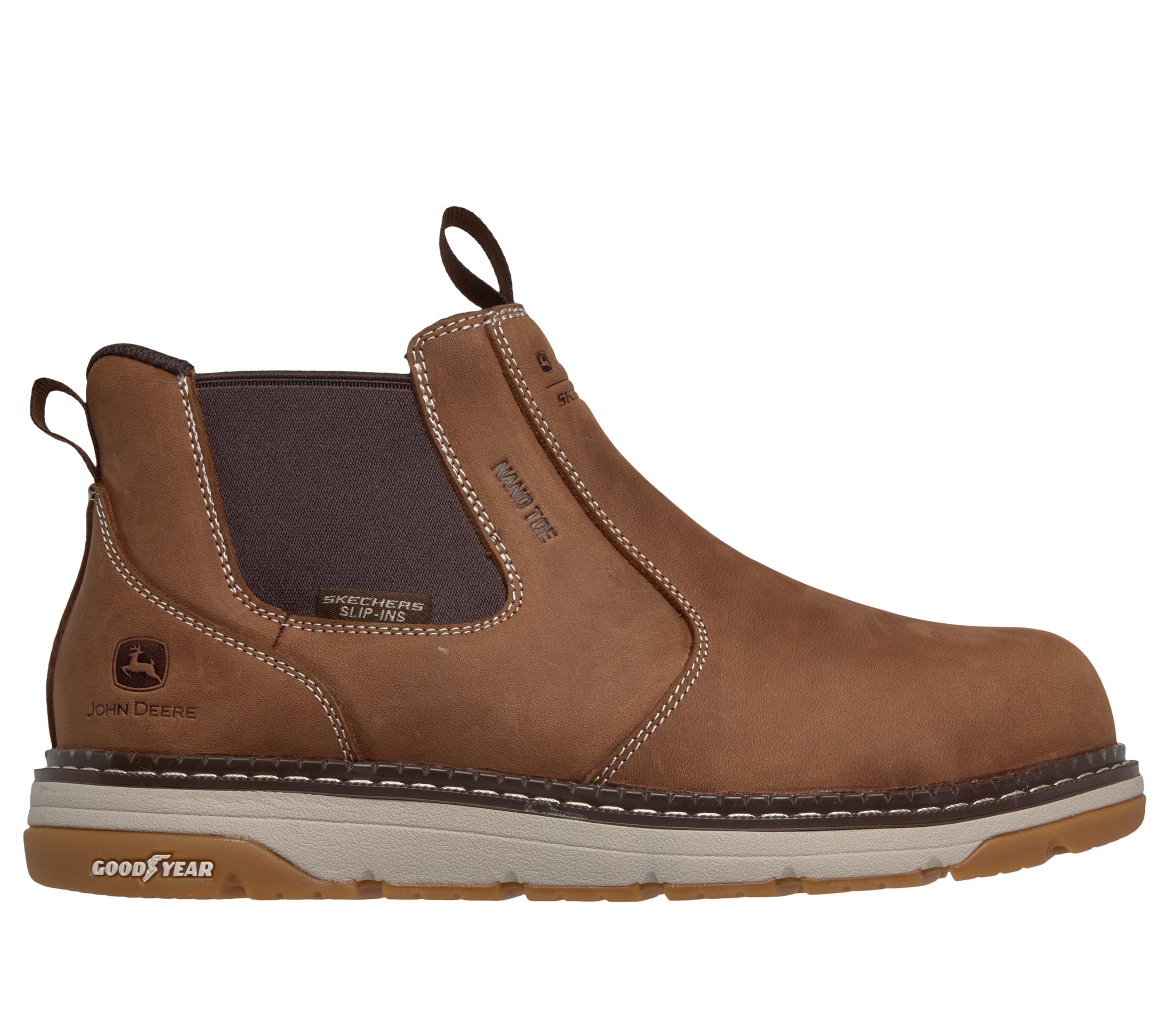 Skechers Botas de seguridad John Deere By Skechers Chelsea, para hombre, puntera de carbono, manos libres