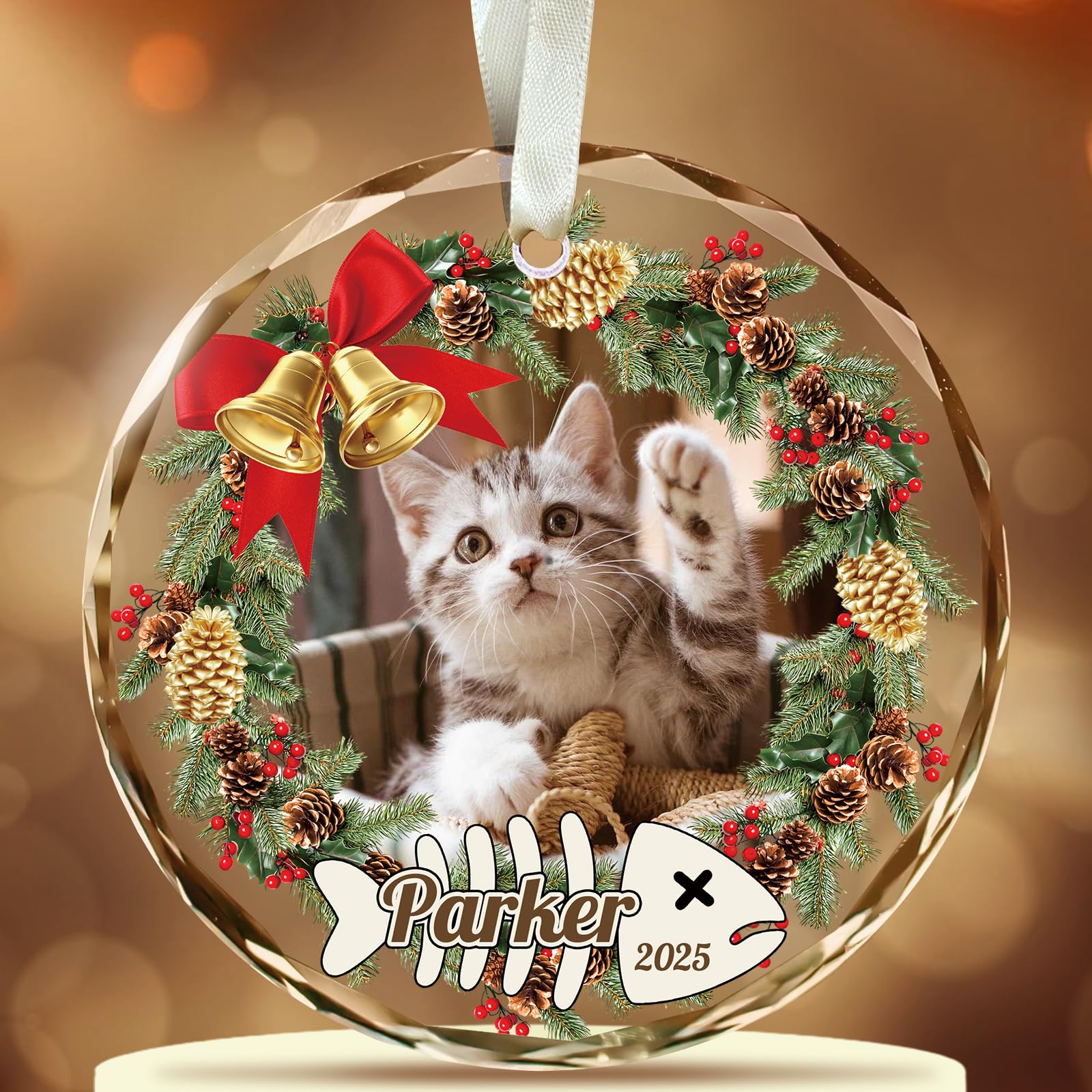 Personalised Dog Christmas Tree Crystal Decorations, Custom Pet Memorial Gift, Ornament for Trees Decorations, Puppy Cat Keepsake Gifts Lover