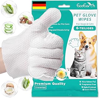 EcoEarth Premium Pet Wipes for Dogs and Cats - 6 Gloves - Disposable Wash Mitt for Bath and Care - Clean Paws and Body product image