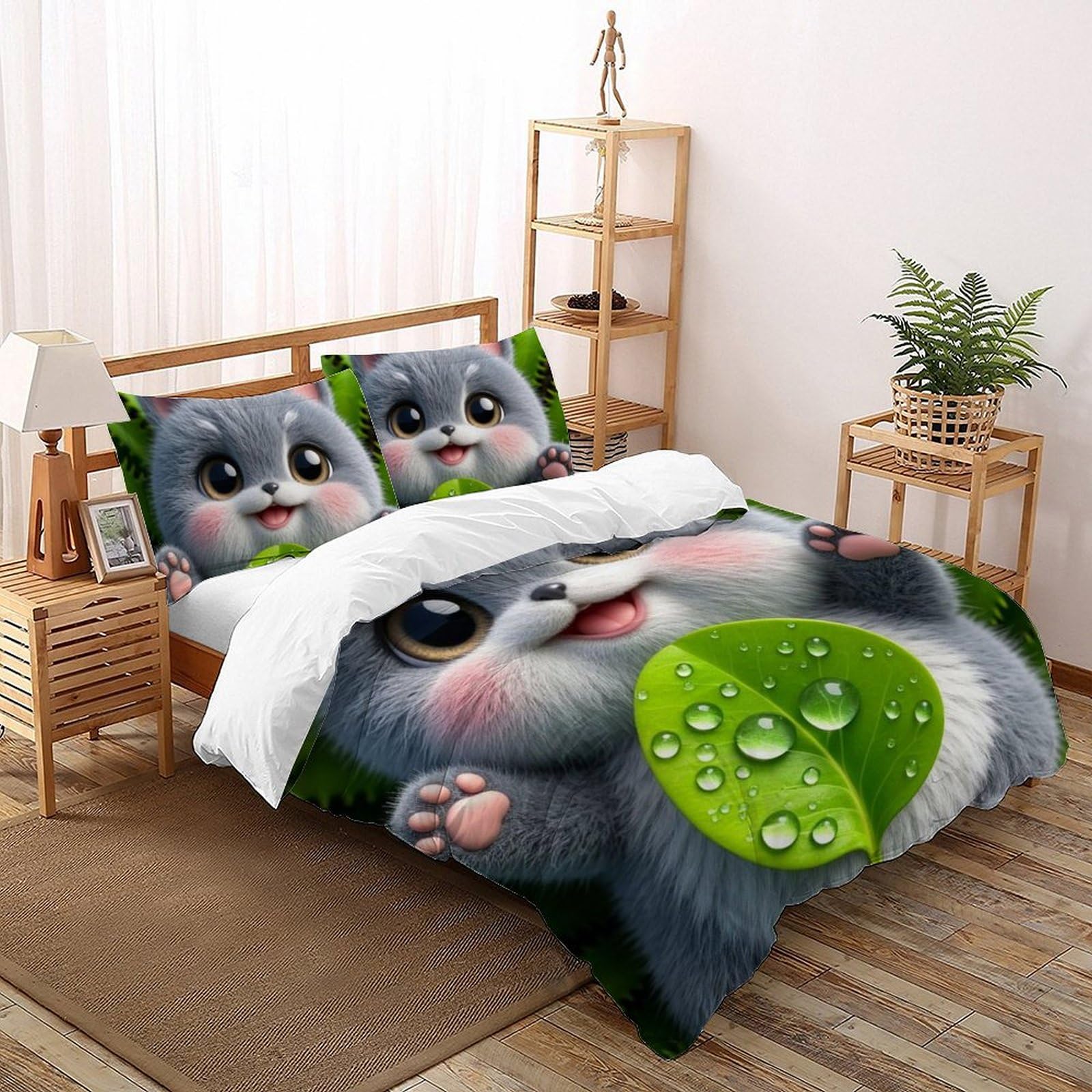 Housse de couette ours en microfibre pour une chambre d'enfant nature