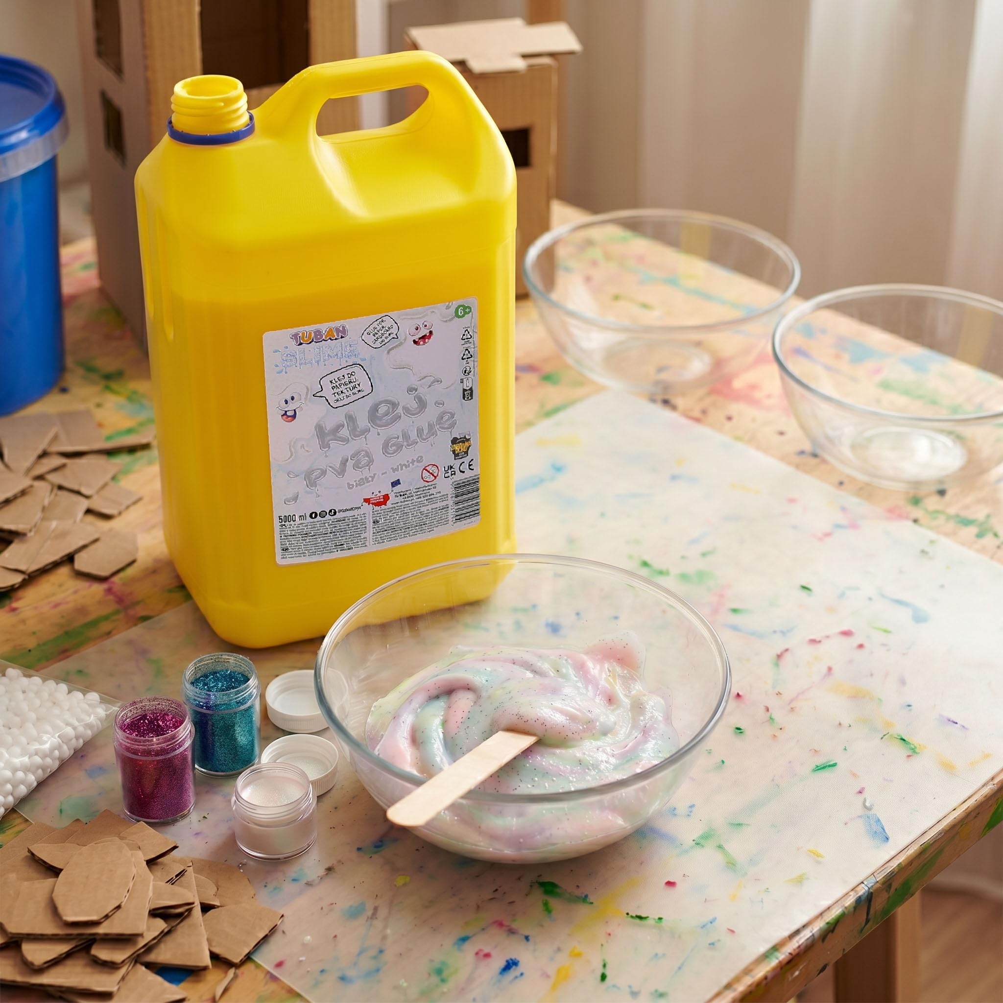 TUBAN Pegamento para SLIME, para papel a base de agua y PVA, apto para niños (blanco, 5 l)