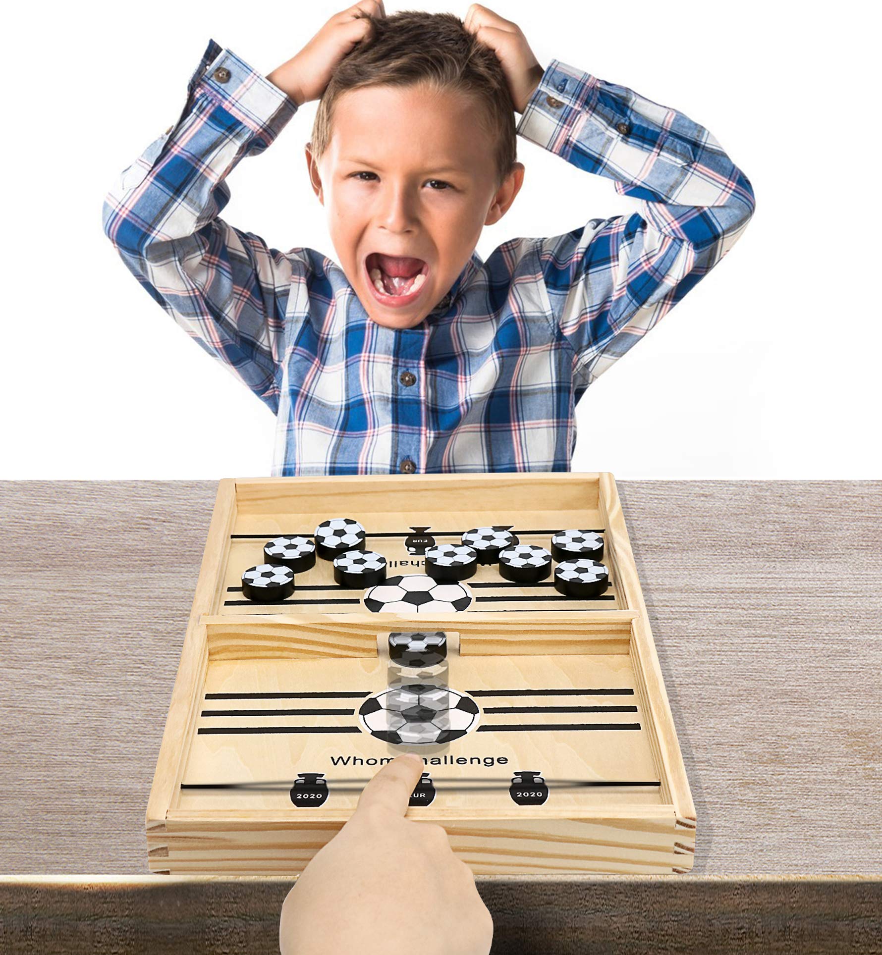 2 in 1 Fast Sling Puck Game, Winner Shooter Desktop Battle, Table Ice Hockey, Portable Slingshot Board Foosball Games Toys for Parent-Child Family Tabletop Game(Snake & Ladder on the Back)