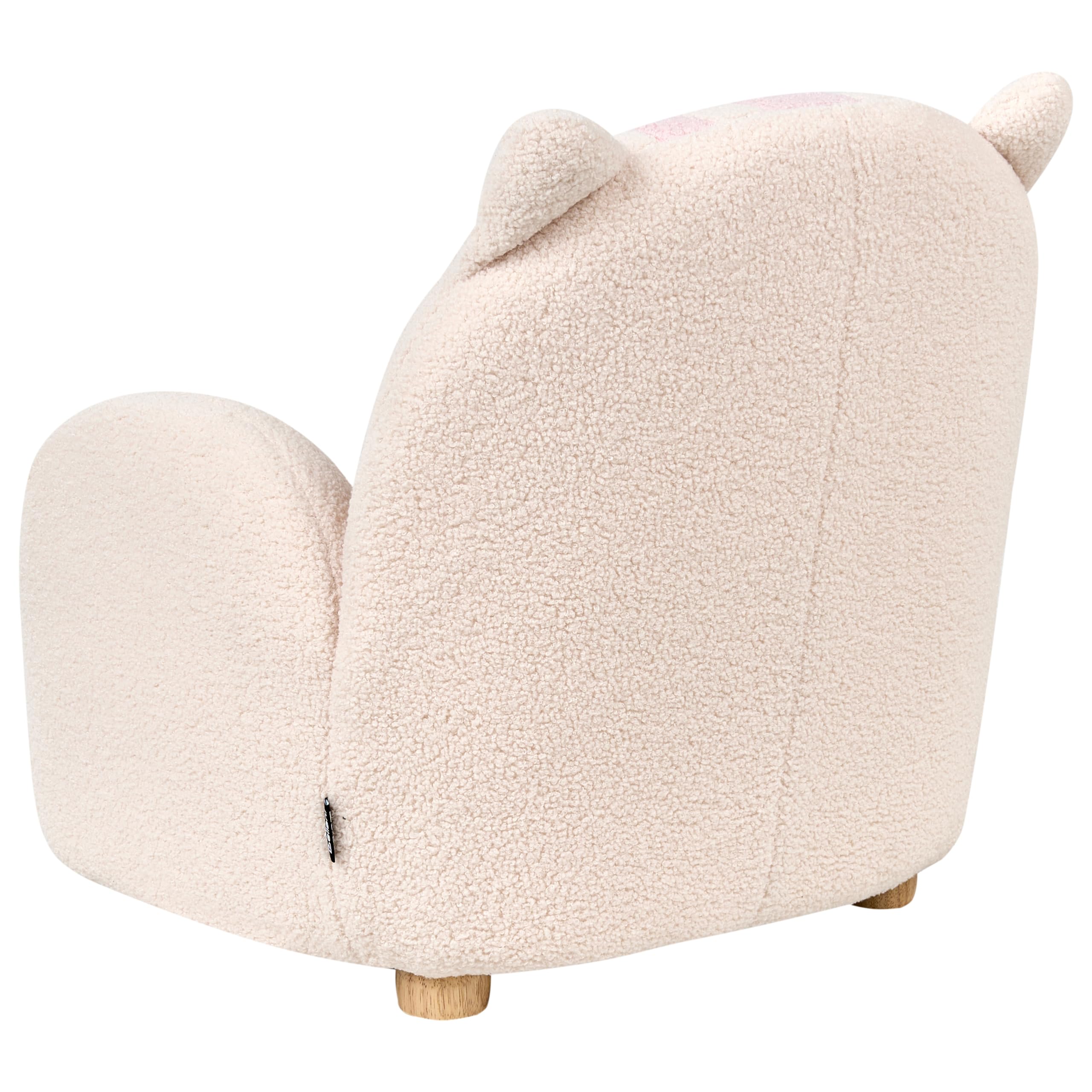 Fauteuil pour Enfants en Bouclé en Forme de Chat Rembourré Blanc Cassé Zoar