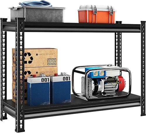 Miniatura 1 de Estantería de metal resistente de 2 niveles, 40 pulgadas de ancho x 18 pulgadas de profundidad x 36 pulgadas de alto, estilo industrial, 2 estantes,