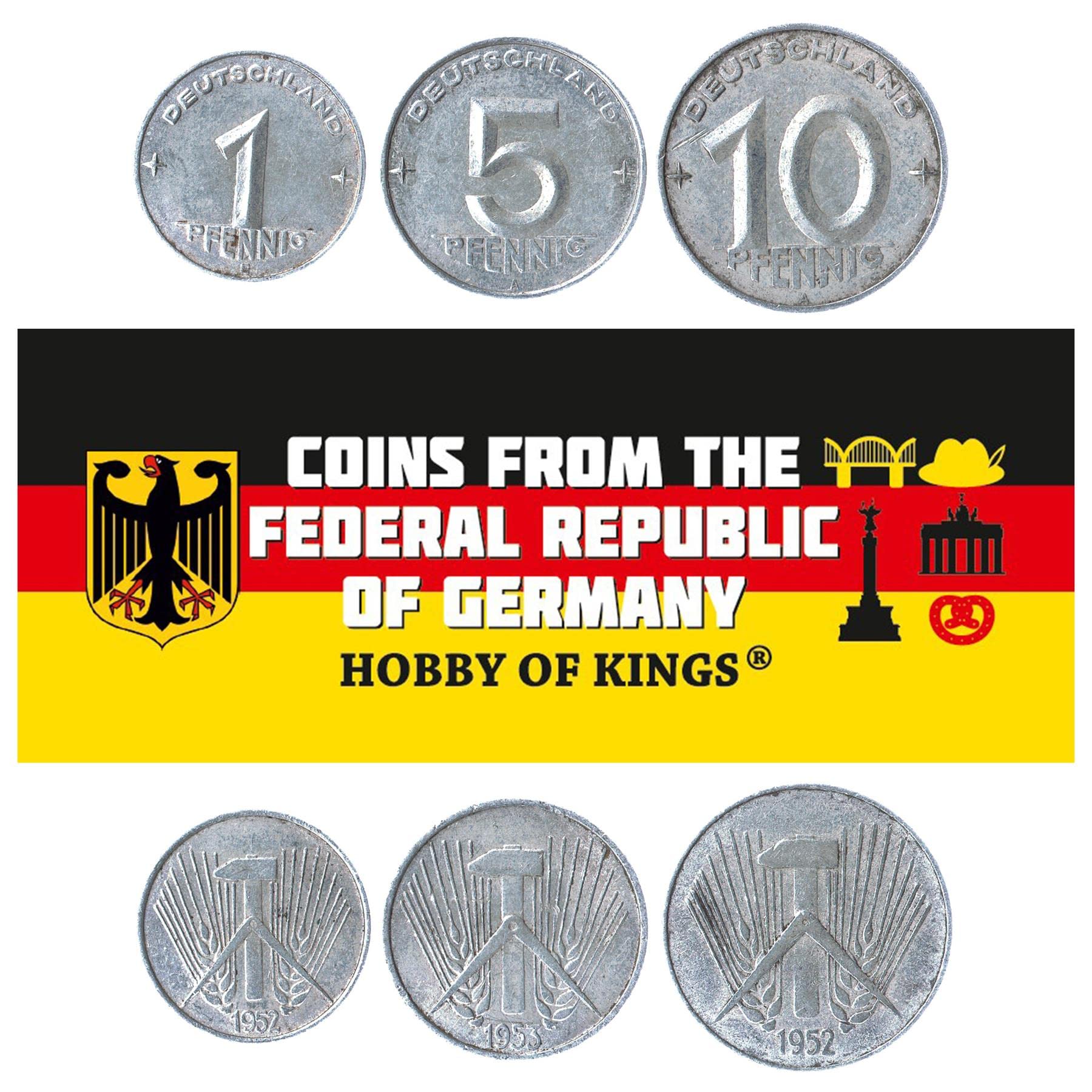 Amazon.co.jp: ドイツ民主共和国から3コイン| 東ドイツコインセットコレクション1 5 10 Pfennig | 流通1952-1963  | ハンマー | コンパス : 文房具・オフィス用品