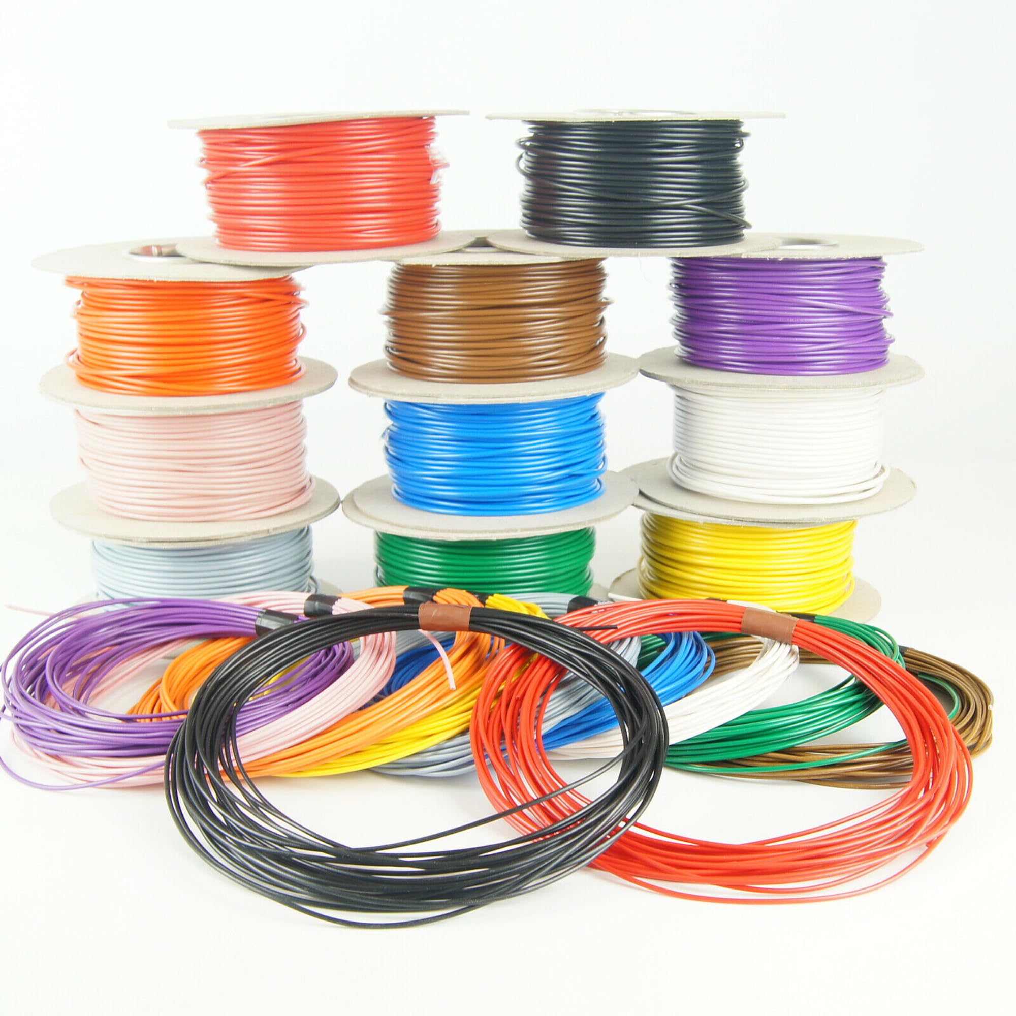Single Core 25 AMP Rated 2mm² Stranded Copper Cable 12V 24V Thin Wall Wire (BROWN, 10M Coil)