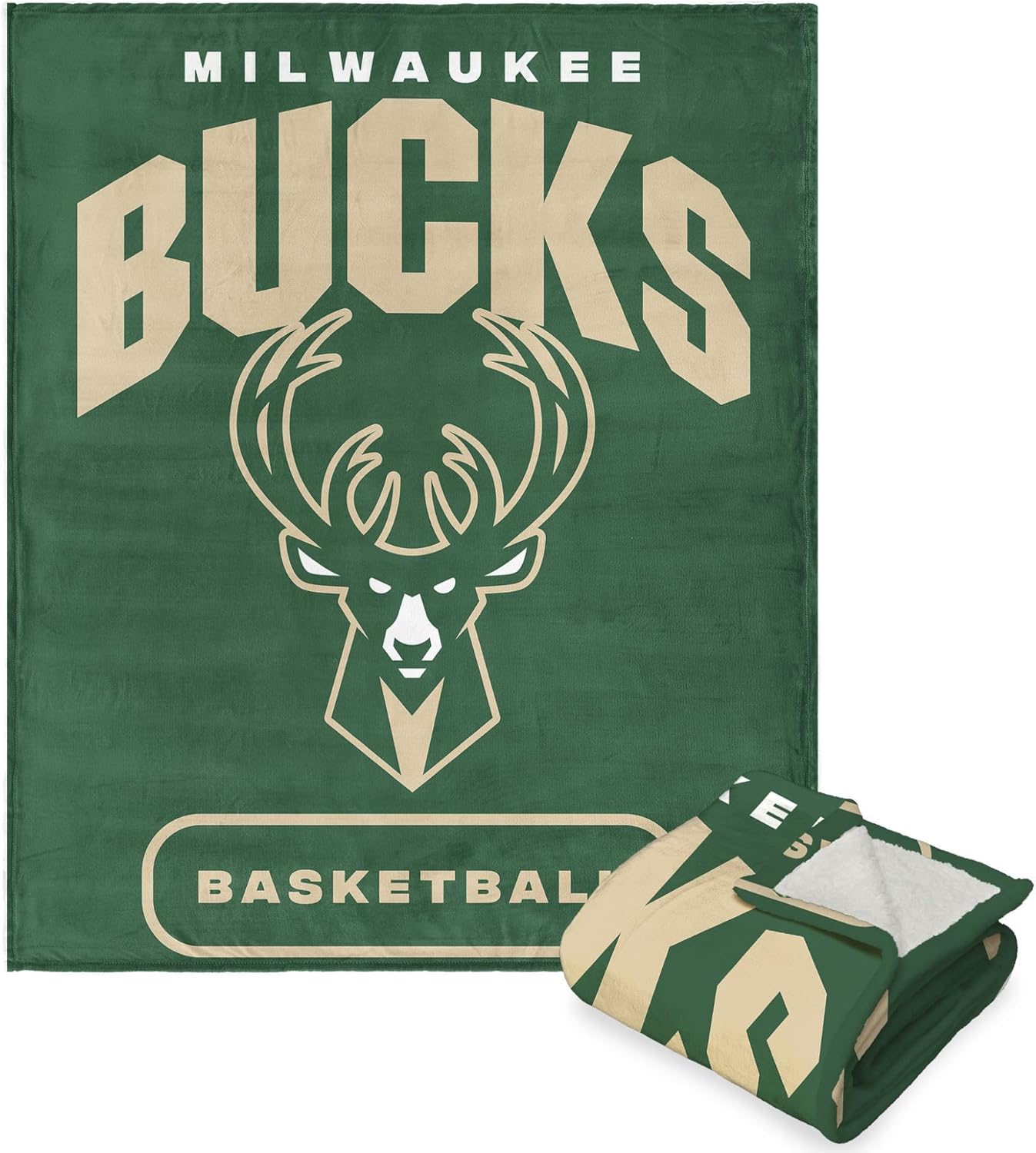 NORTHWEST NBA Milwaukee Bucks Silk Touch Sherpa Throw Blanket, 50" x 60", High Block