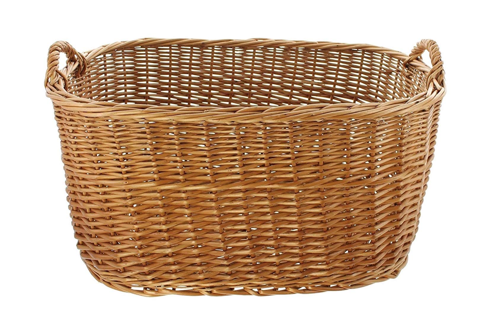 Dekoleidenschaft großer Wäschekorb aus Weide, 62x40 cm, Transportkorb, Aufbewahrungskorb, Weidenkorb, Schmutzwäsche-Behälter, Wäschesammler, Flechtkorb, Füllkorb