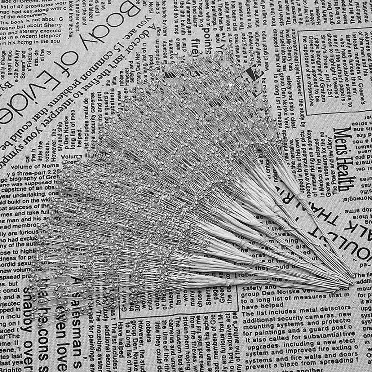 100pcs Beaded Stick Bride Wedding Pearl Bouquet Party Decoration (Silver)