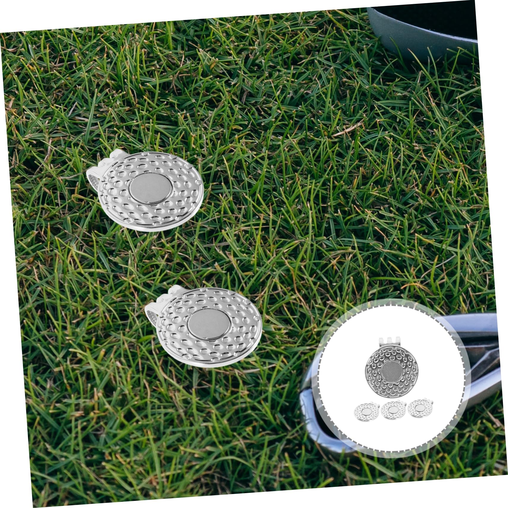 BESTonZON Golf Ball Marker Hut Clips Verschleißfeste Golfs Marker Für Hüte Praktische Zum Befestigen Gürteln Silberne Design