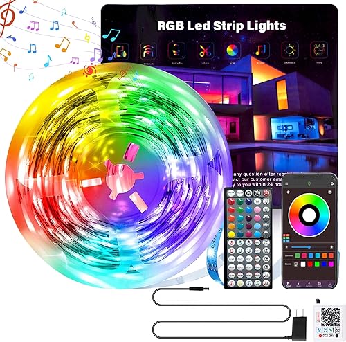 Miniatura 8 de Luces LED para dormitorio, 150 pies, sincronización de música, cambio de color, tira de luces LED con control remoto y aplicación, luces LED RGB