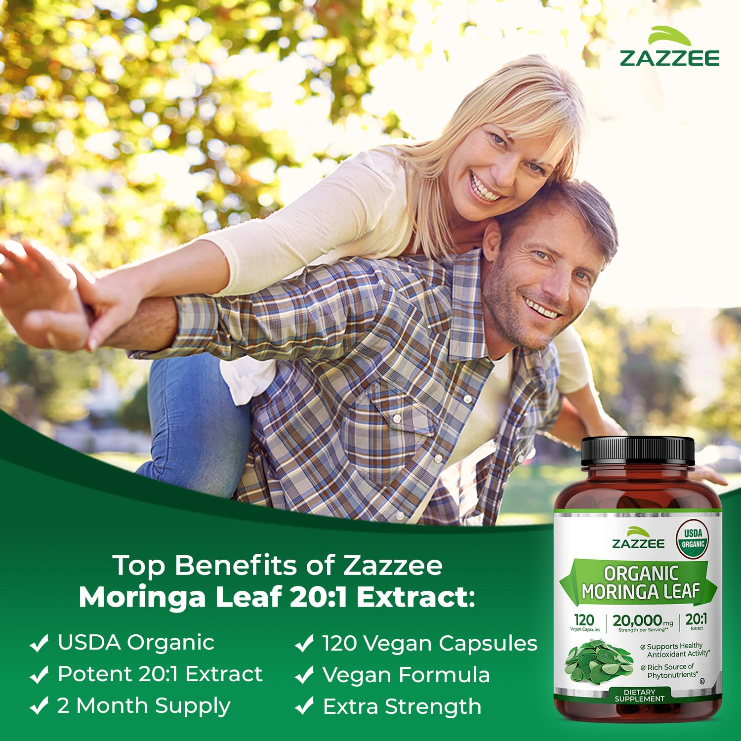 Amazon.com: Zazzee USDA Organic Moringa Leaf 20:1 Extract, 1000 mg